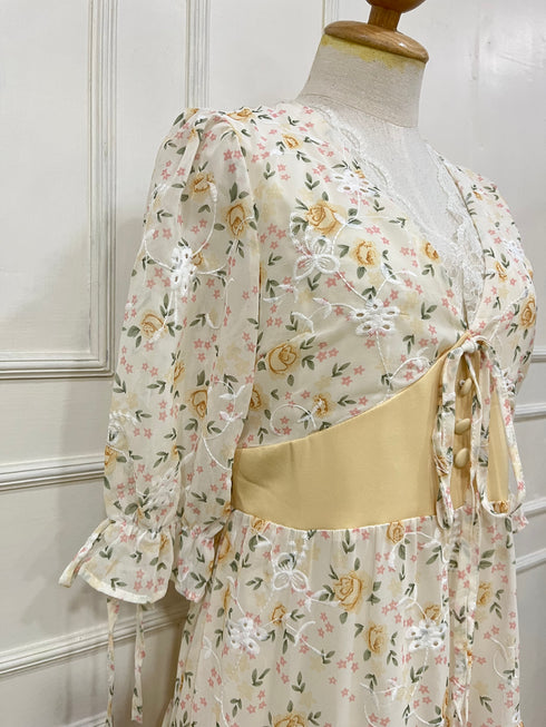 Women Lacey Patch Work Floral Printed Layer Sundress